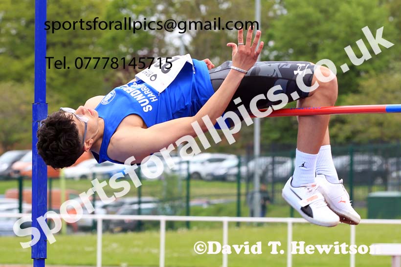 Boys Under-15s High Jump, 2023 North Eastern Track and Field Champs., Middlesbrough Sports Village, Middlesbrough. Photo: David T. Hewitson/Sports for All Pics